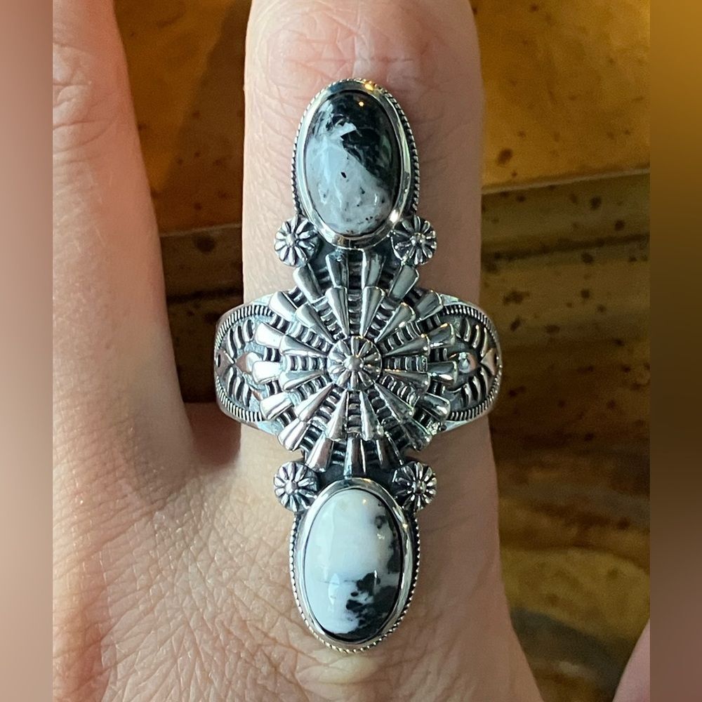White Buffalo Turquoise Sterling Silver Ring Size 11